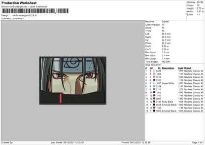 Itachi Rectangle V5 Embroidery File 4 size