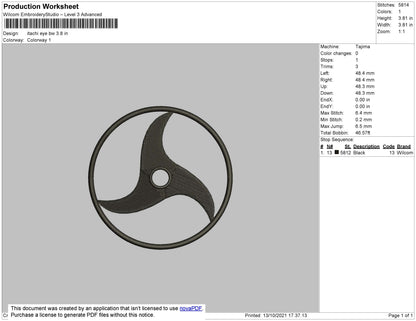 Itachi Eye Bw Embroidery File 4 size