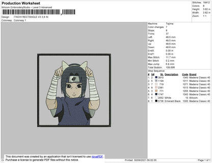 Itachi Rectangle V3 Embroidery File 4 size