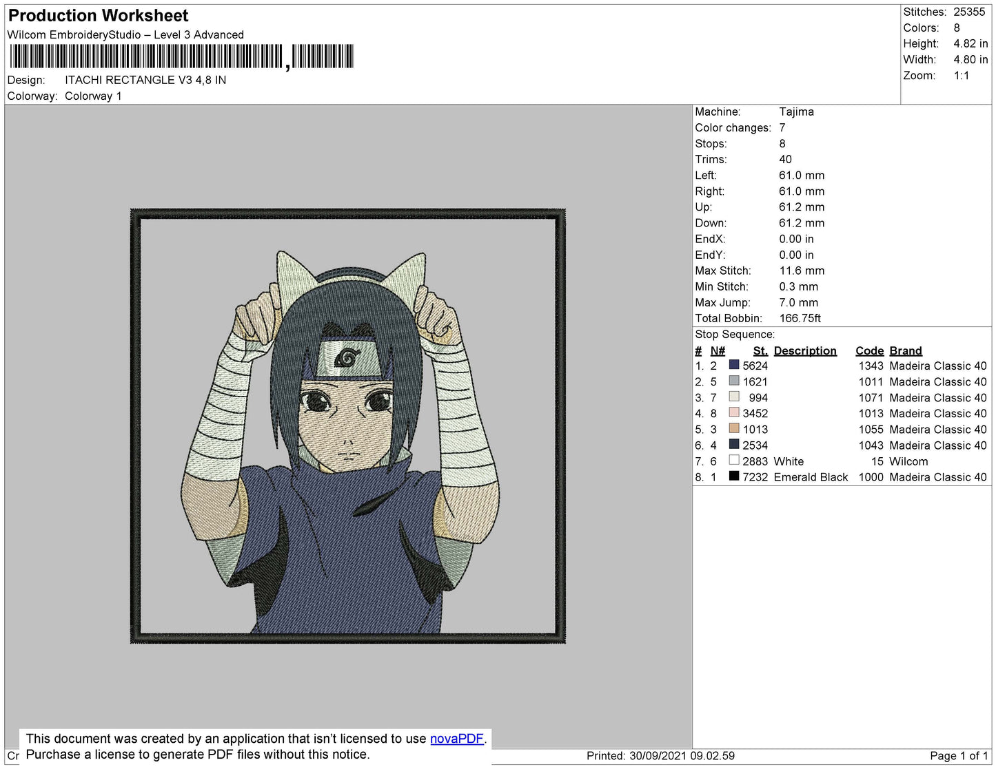Itachi Rectangle V3 Embroidery File 4 size