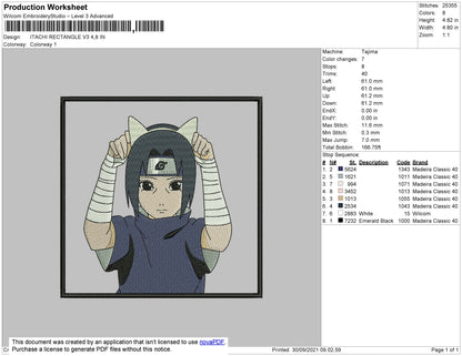 Itachi Rectangle V3 Embroidery File 4 size