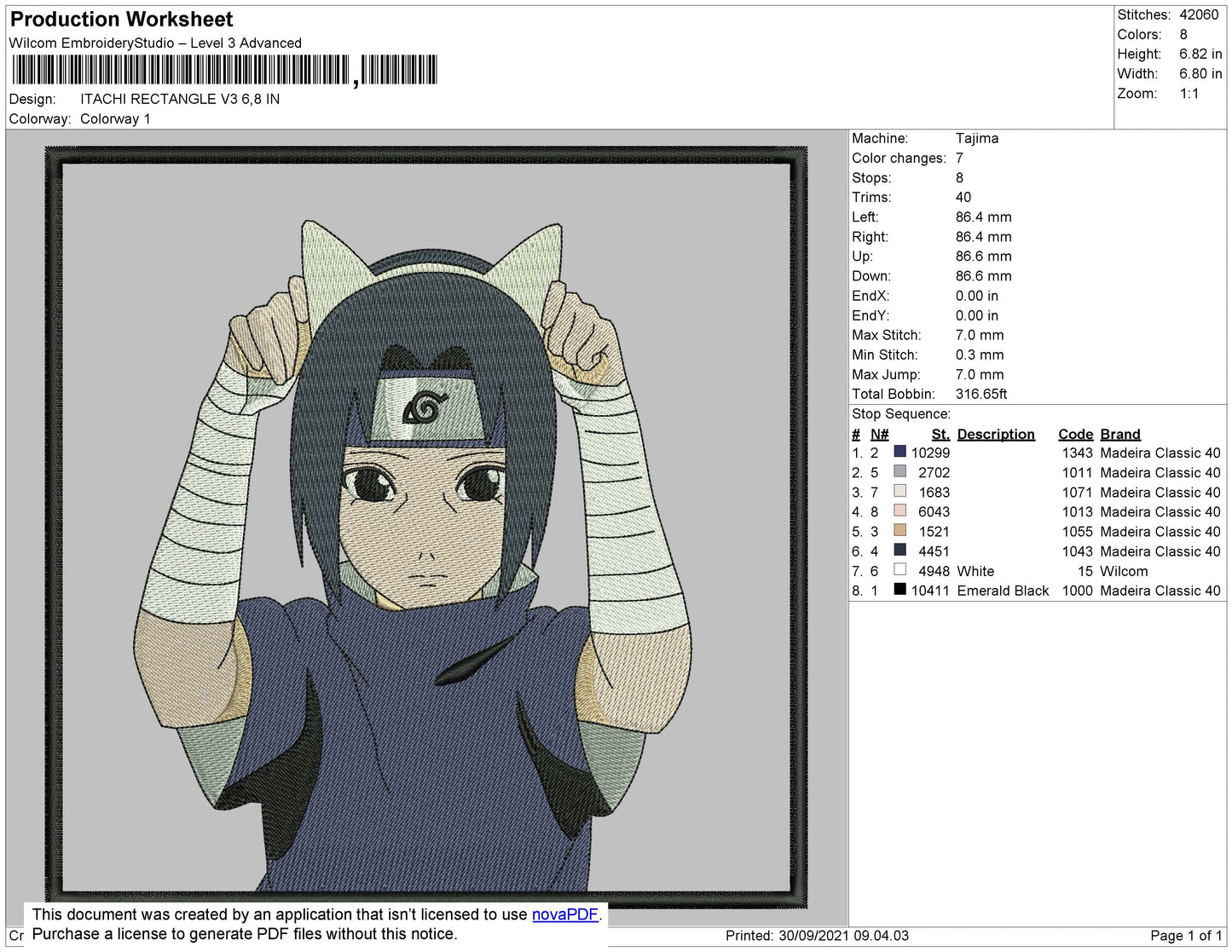 Itachi Rectangle V3 Embroidery File 4 size
