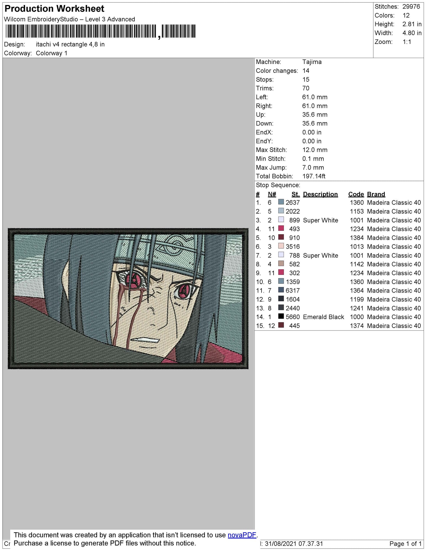 Itachi V4 Rectangle Embroidery File 4 size