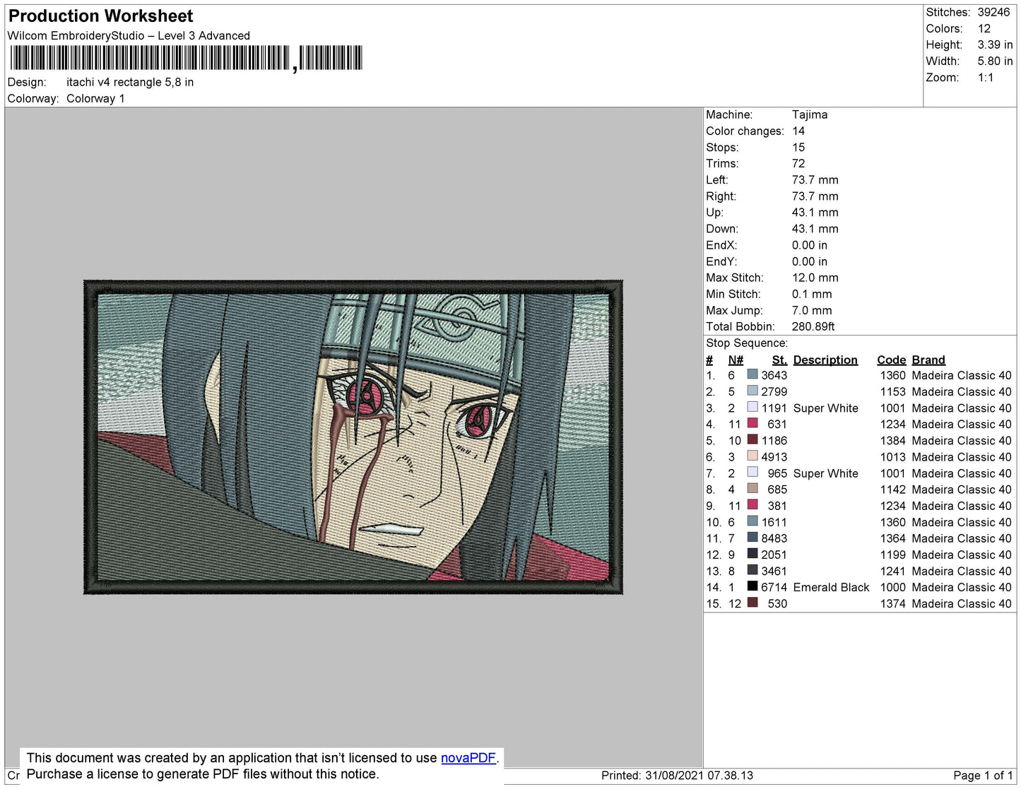 Itachi V4 Rectangle Embroidery File 4 size