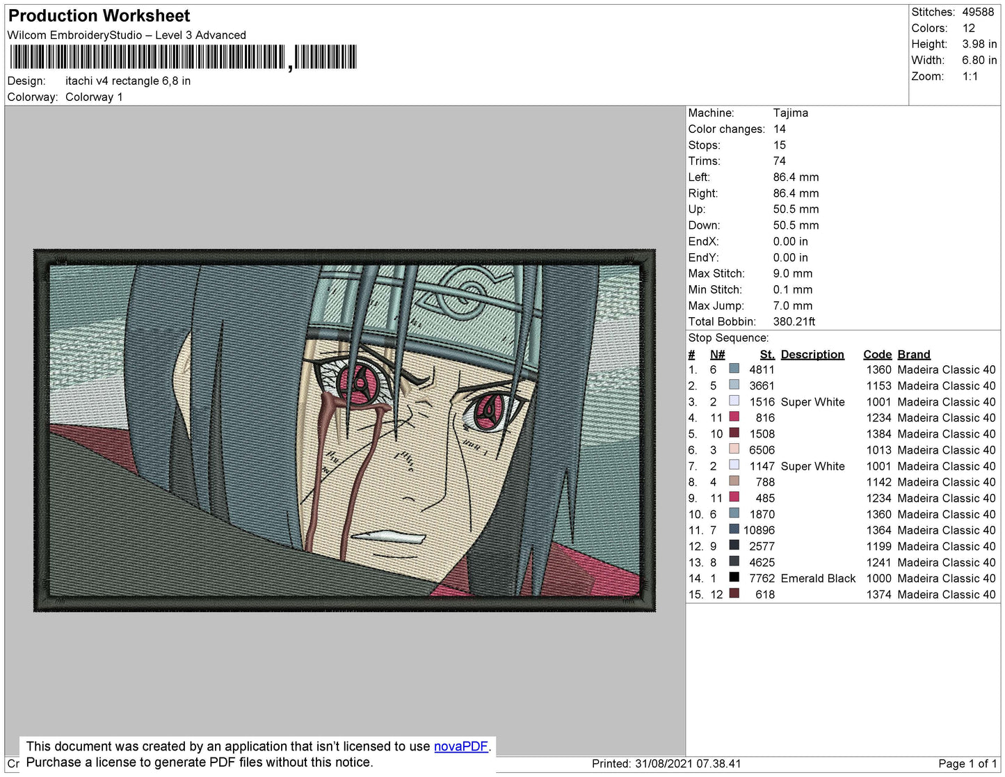 Itachi V4 Rectangle Embroidery File 4 size