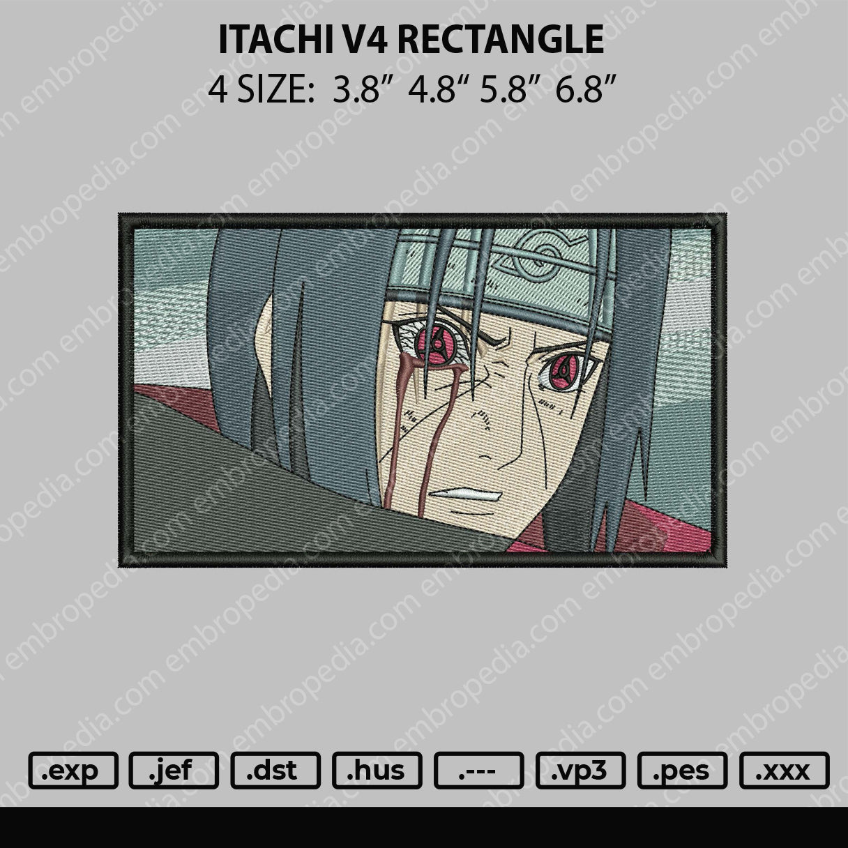 Itachi V4 Rectangle Embroidery File 4 size