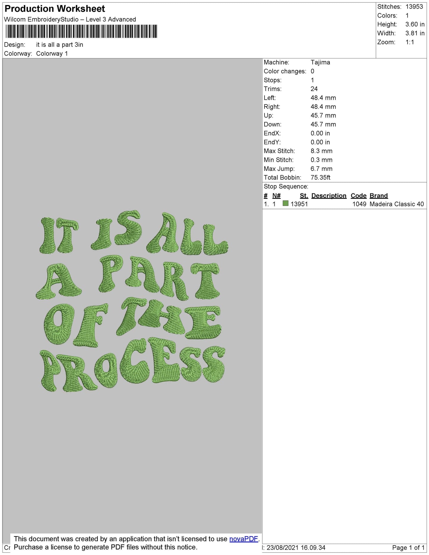 It Is All A Apart Text Embroidery File 4 size