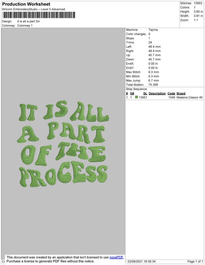 It Is All A Apart Text Embroidery File 4 size