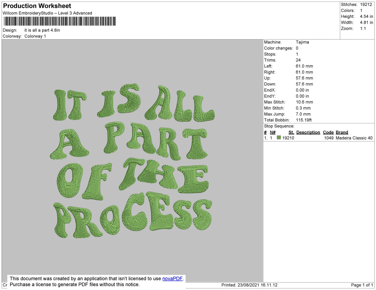 It Is All A Apart Text Embroidery File 4 size