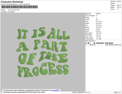 It Is All A Apart Text Embroidery File 4 size