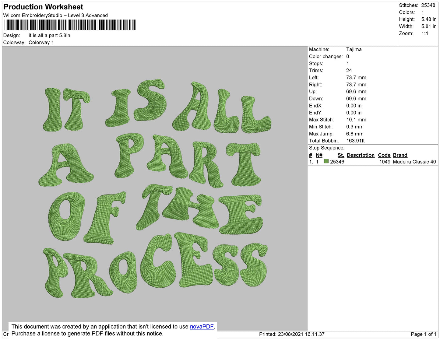 It Is All A Apart Text Embroidery File 4 size