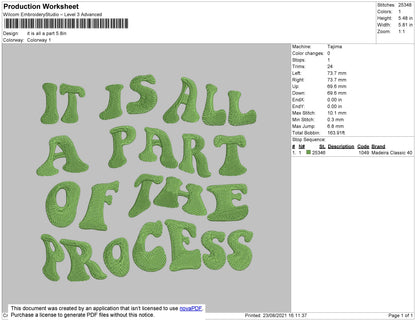 It Is All A Apart Text Embroidery File 4 size