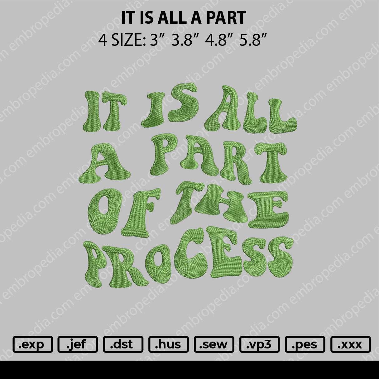It Is All A Apart Text Embroidery File 4 size