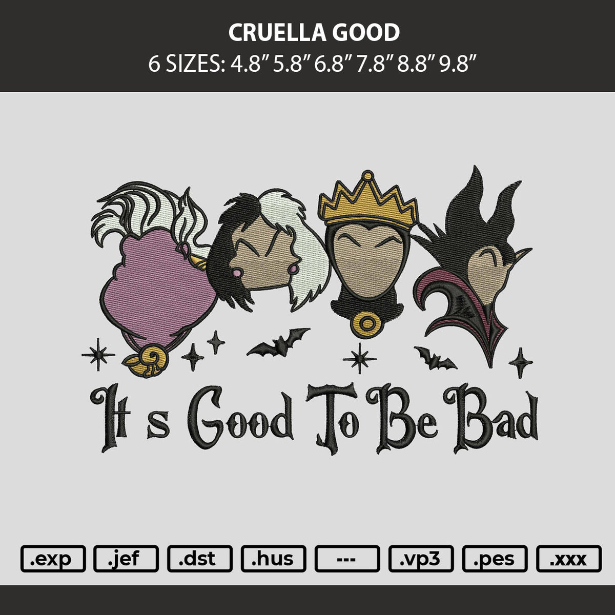 Cruella Good Embroidery Machine Design File 6 sizes