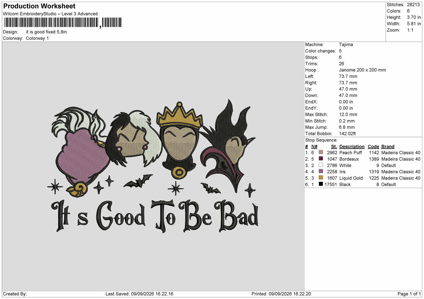 Cruella Good Embroidery Machine Design File 6 sizes