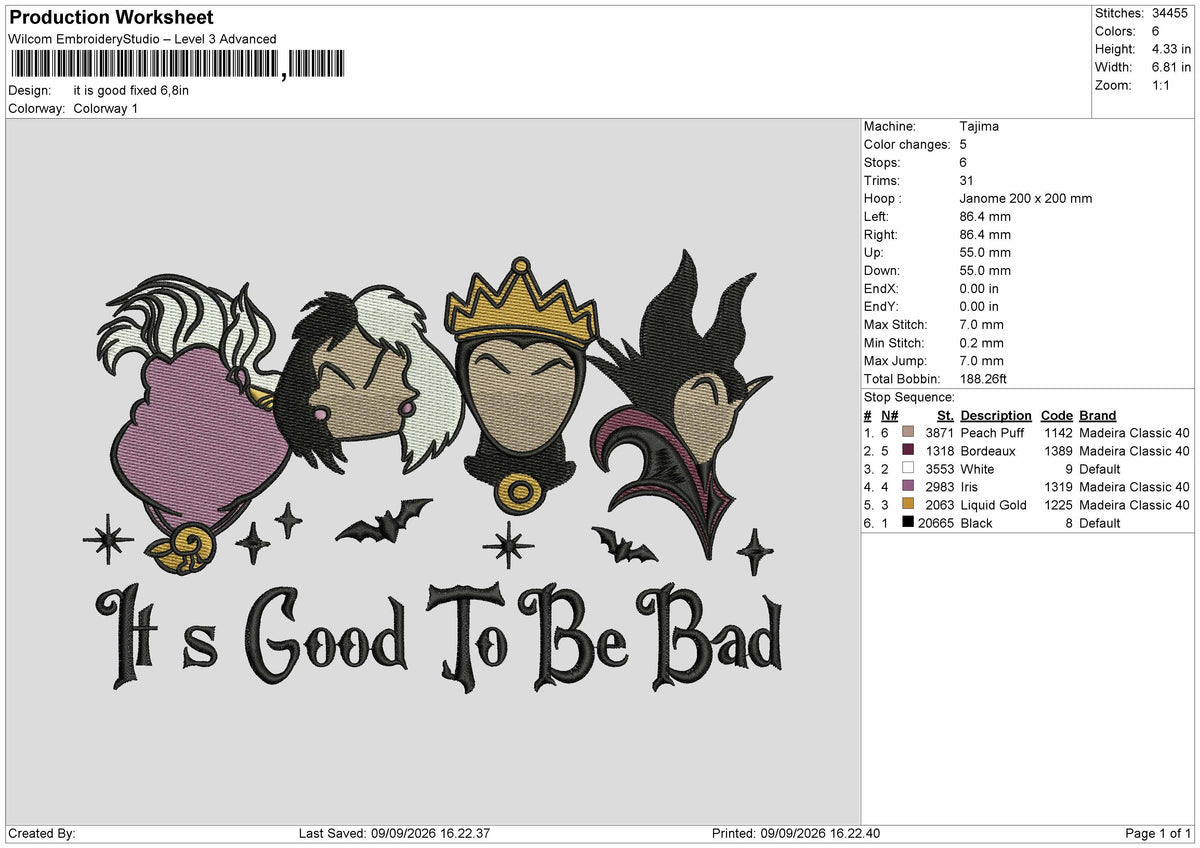 Cruella Good Embroidery Machine Design File 6 sizes