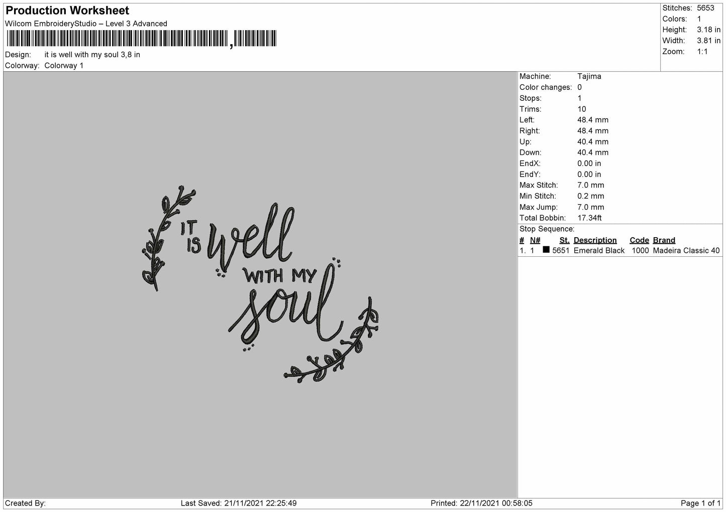 It Is Well With My Seoul Emroidery File 4 size