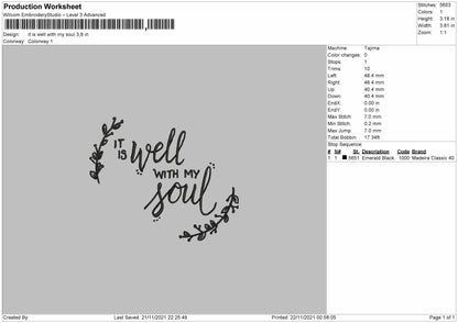 It Is Well With My Seoul Emroidery File 4 size