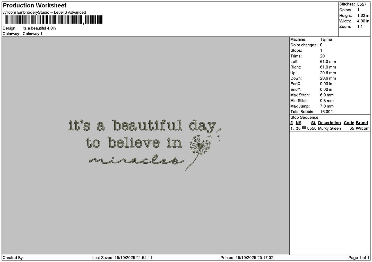 Beautiful 1510 Embroidery File 6 sizes