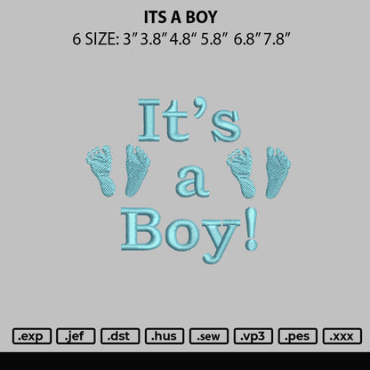Its A Boy Embroidery File 6 sizes