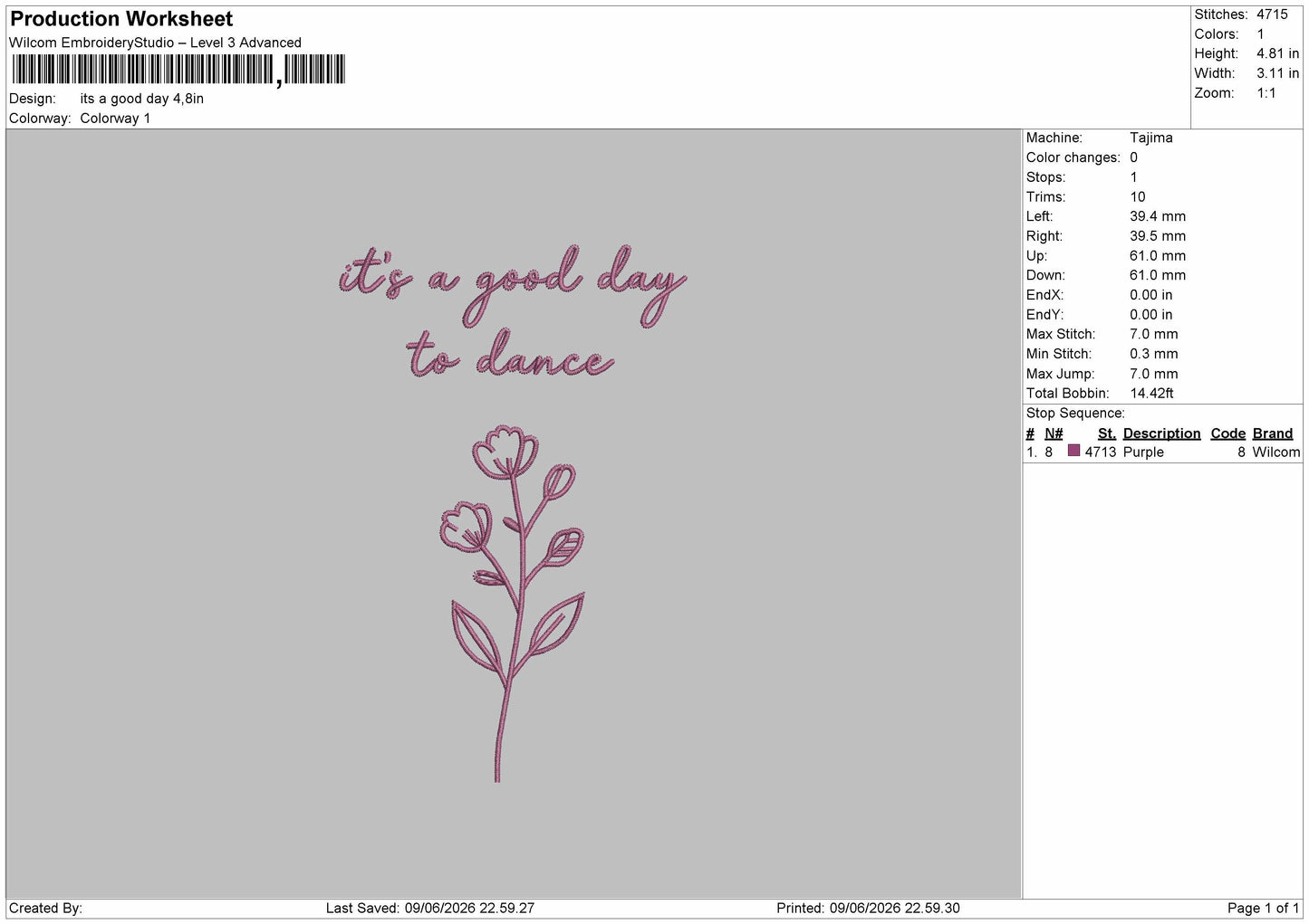 Good Day Text 0906 Embroidery File 6 sizes