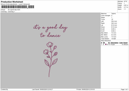 Good Day Text 0906 Embroidery File 6 sizes