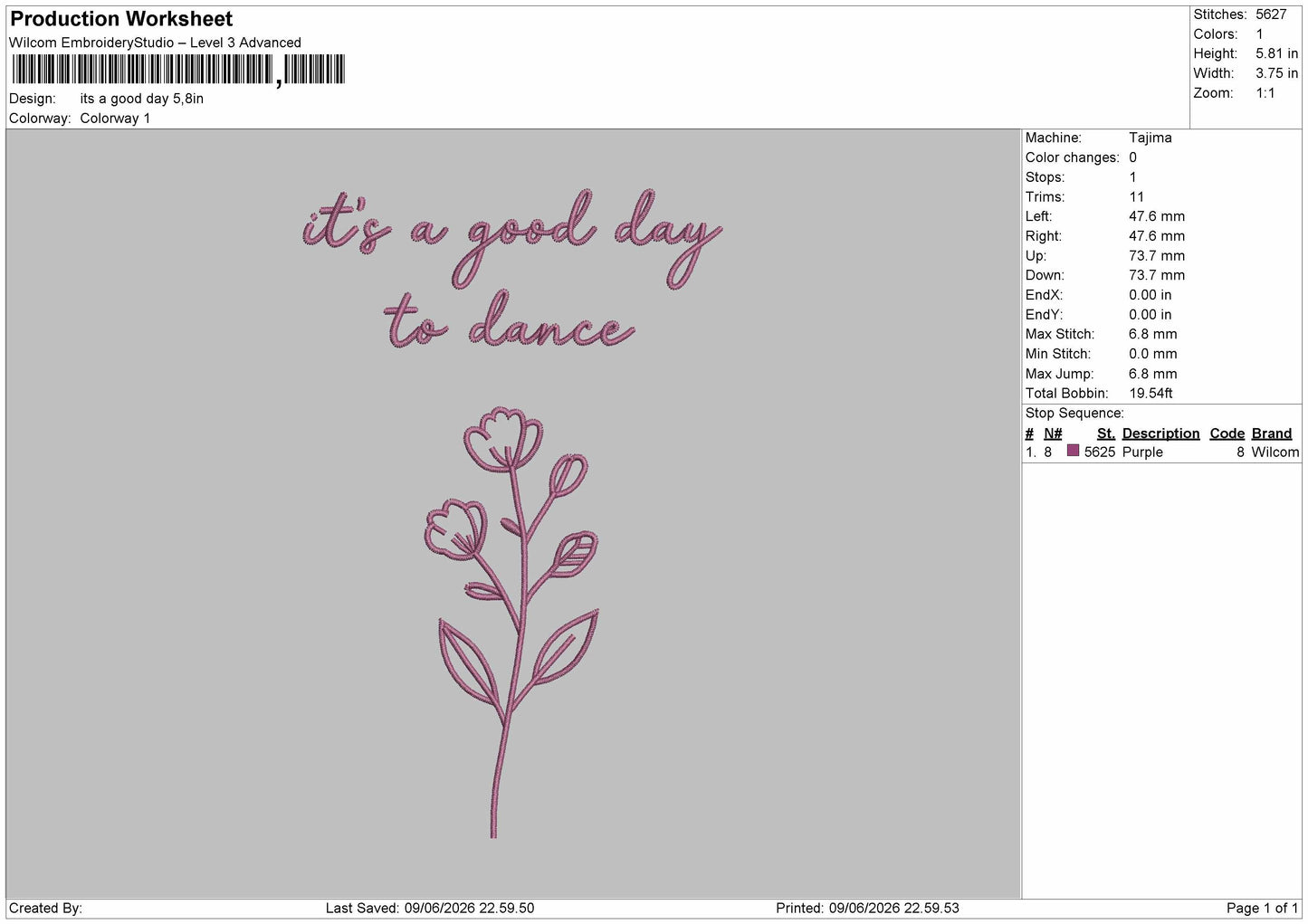 Good Day Text 0906 Embroidery File 6 sizes