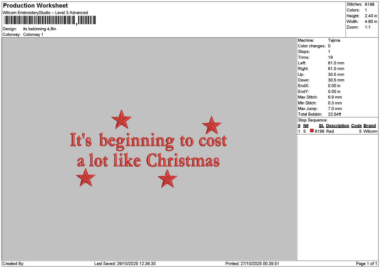 Beginningtext 2710 Embroidery File 6 sizes