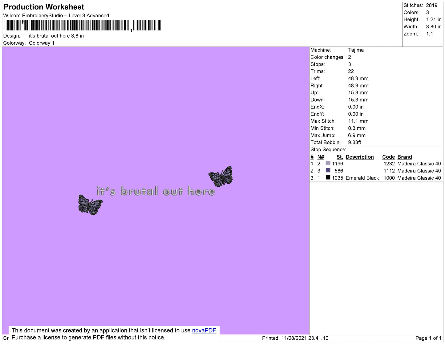 Its Brutal Text Embroidery File 4 size