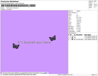 Its Brutal Text Embroidery File 4 size