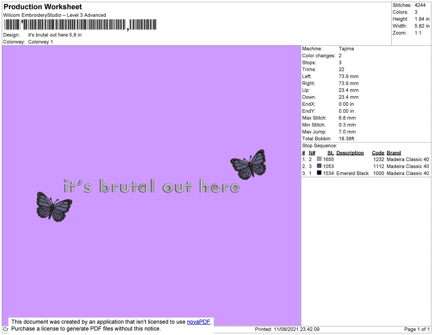 Its Brutal Text Embroidery File 4 size