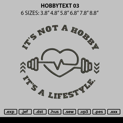 Hobbytext 03 Embroidery File 6 sizes