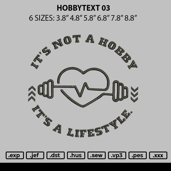 Hobbytext 03 Embroidery File 6 sizes