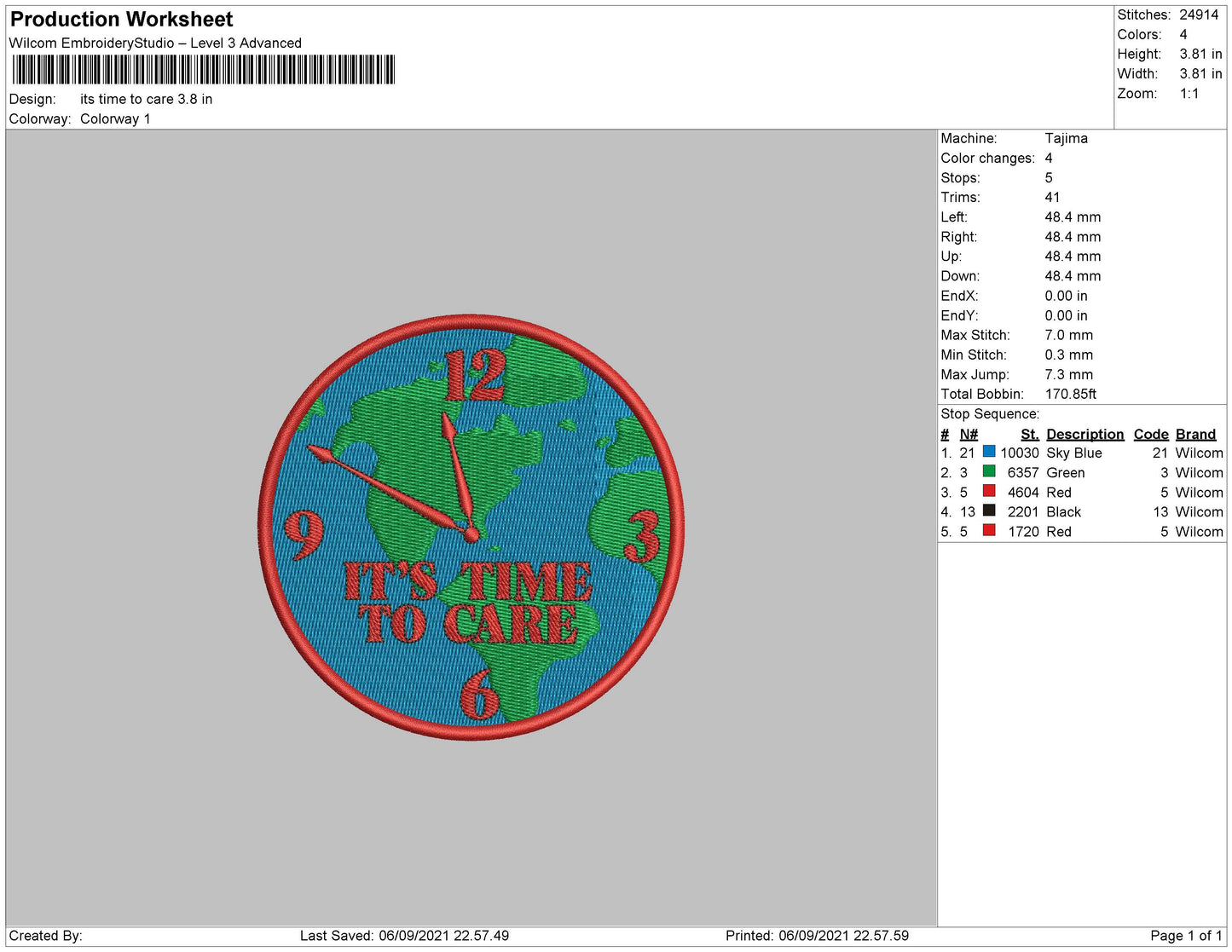 Its Time To Care Embroidery File 4 size