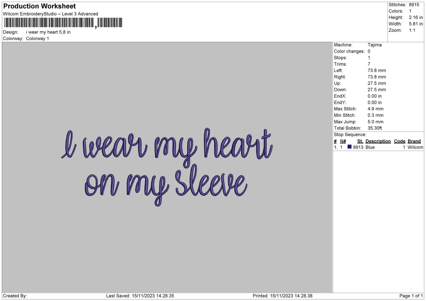 My Heart Text Embroidery File 6 sizes