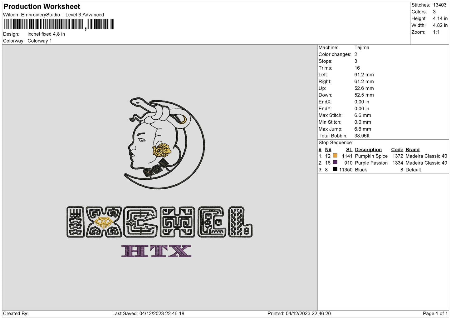 Ixchel Embroidery File 6 sizes
