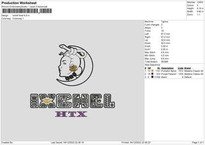 Ixchel Embroidery File 6 sizes