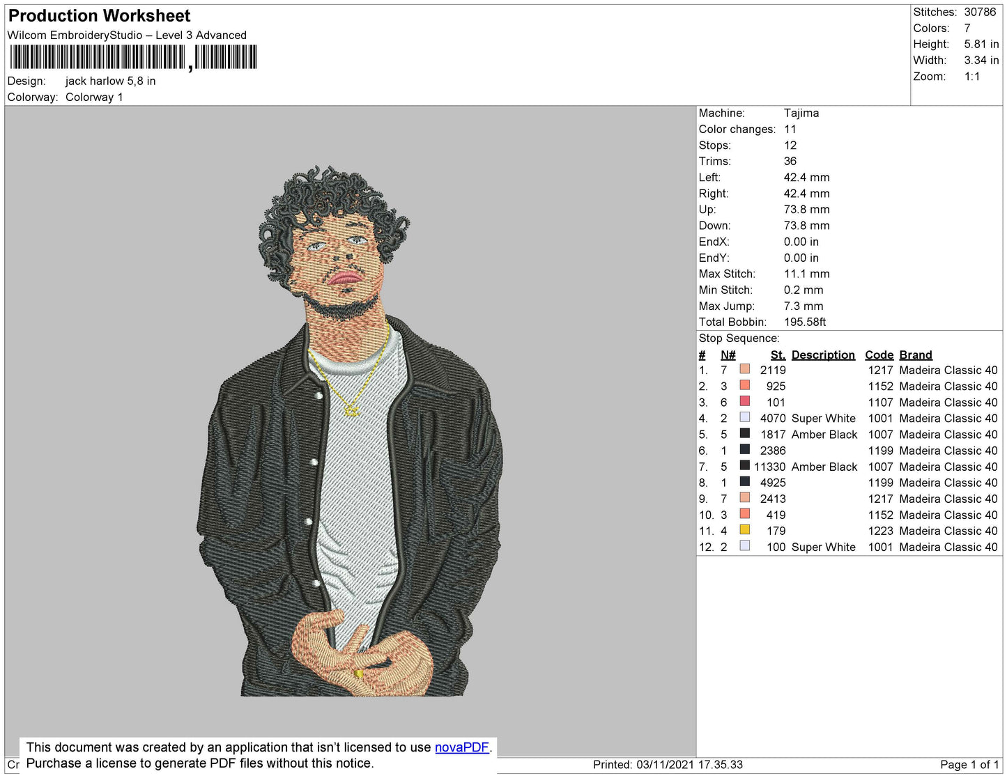 Jack Harlow Embroidery File 4 Size