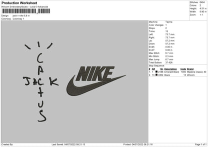 Jack N Nike Embroidery File 4 size