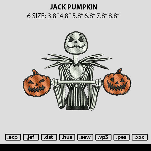 Jack Pumpkin Embroidery File 6 sizes