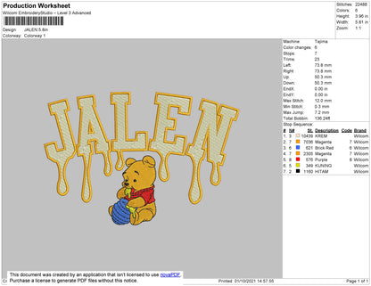 Jalen Embroidery File 4 size