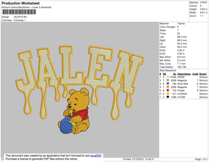 Jalen Embroidery File 4 size