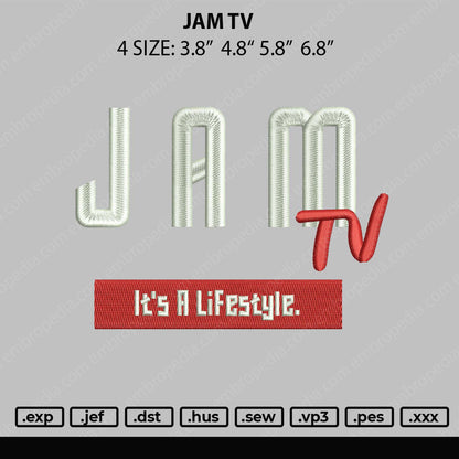 Jam TV Embroidery File 4 size