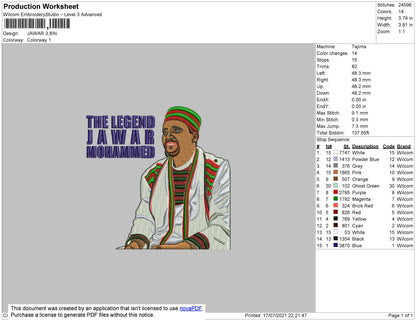 Jawar M Image Embroidery File 4 size