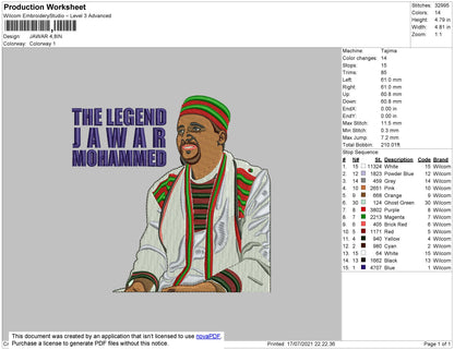 Jawar M Image Embroidery File 4 size