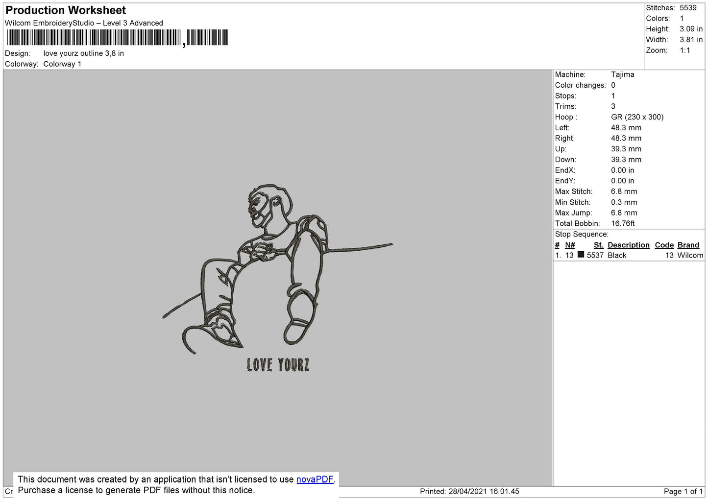 Jcole Outline Embroidery File 4 size