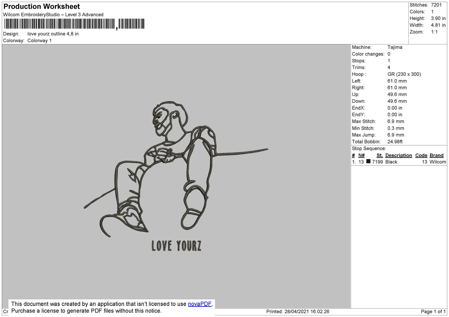 Jcole Outline Embroidery File 4 size