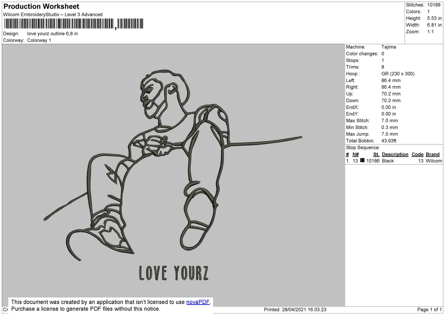 Jcole Outline Embroidery File 4 size