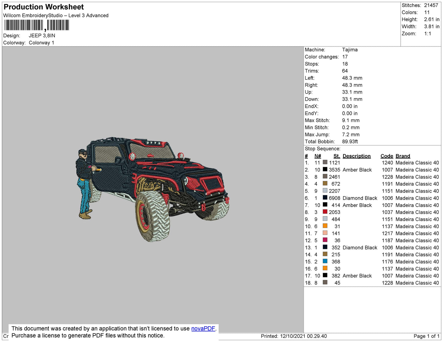 Jeep Embroidery File 4 size