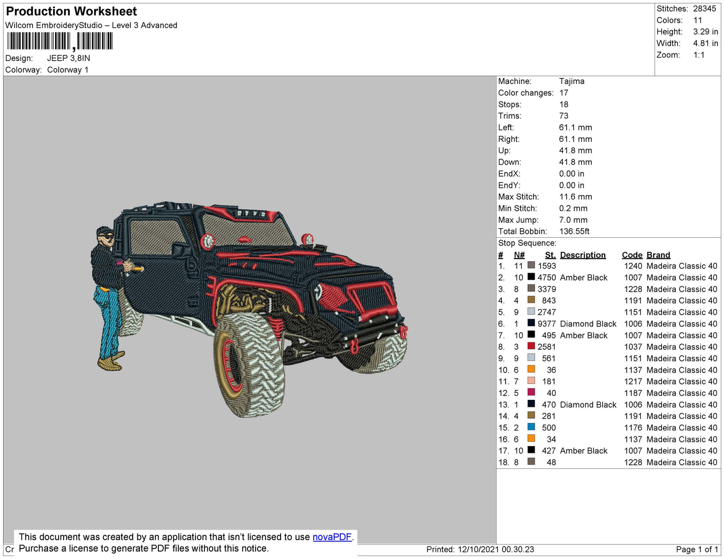 Jeep Embroidery File 4 size